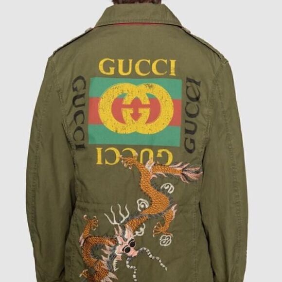 SOLD!!!!!!!!!!!!         Gucci green dragon field jacket, size 50 made in Italy - Picture 2 of 11